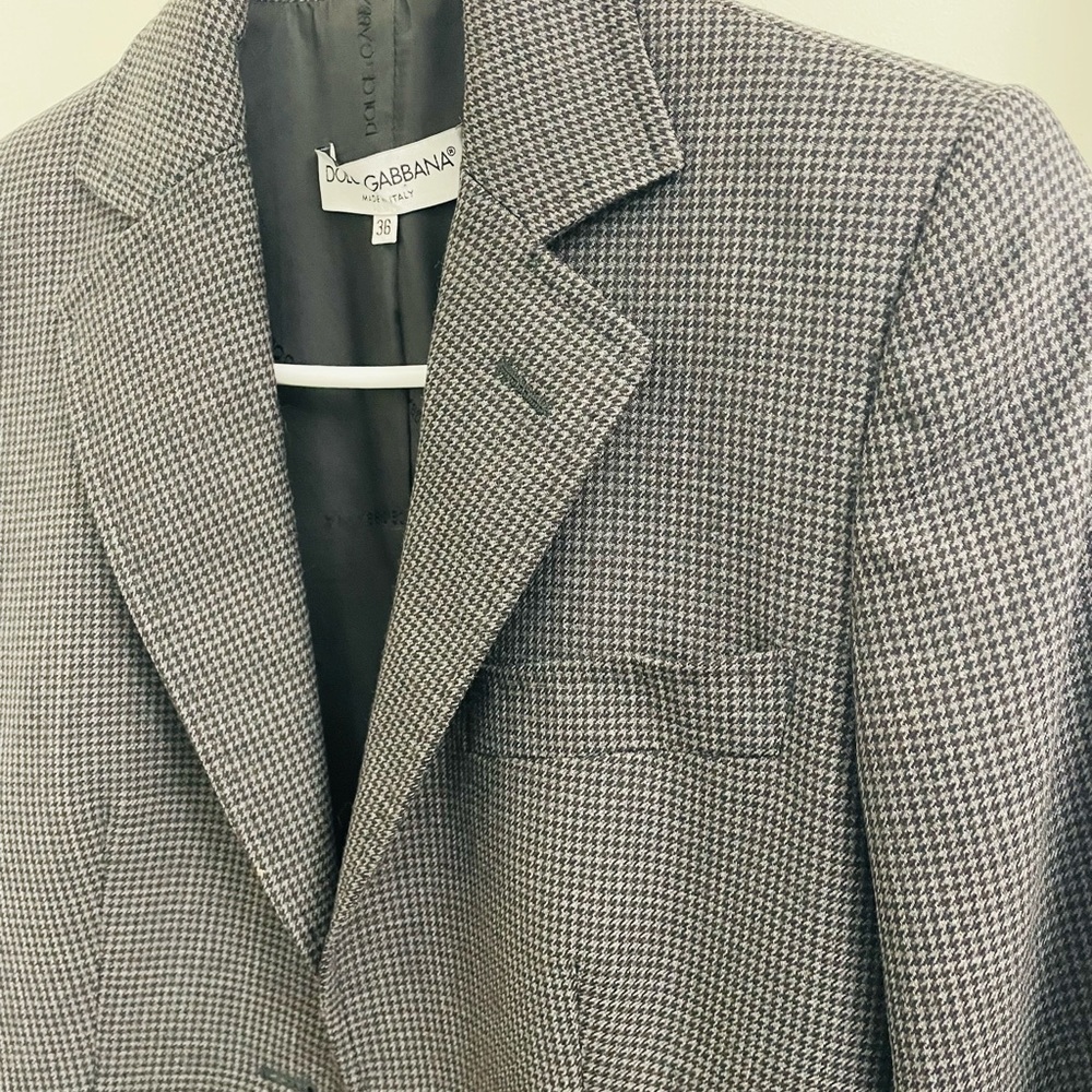 DOLCE & GABBANA Vintage Virgin Wool Pant Suit Houndstooth EU36 = US2